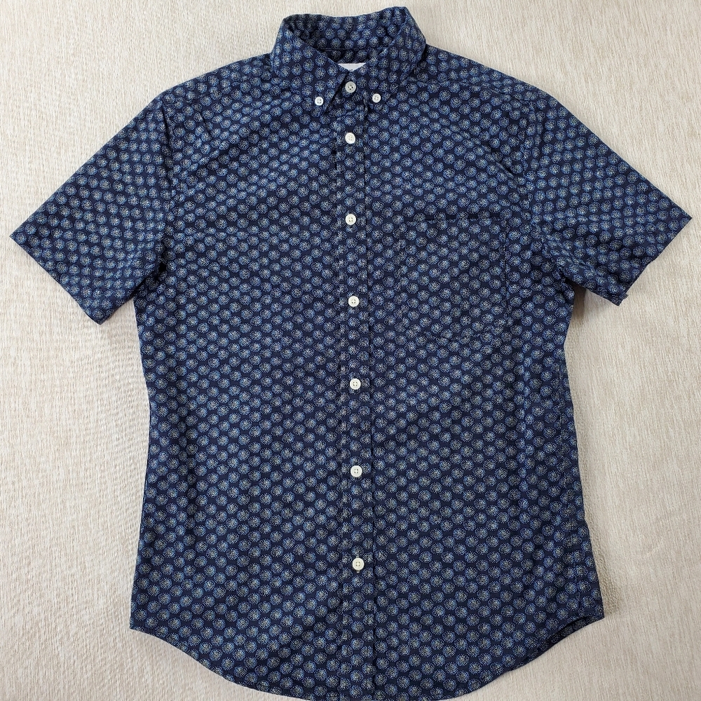 Goodfellow & Co Standard Northrop Men's Short Sleeve Shirt Blue Pattern small